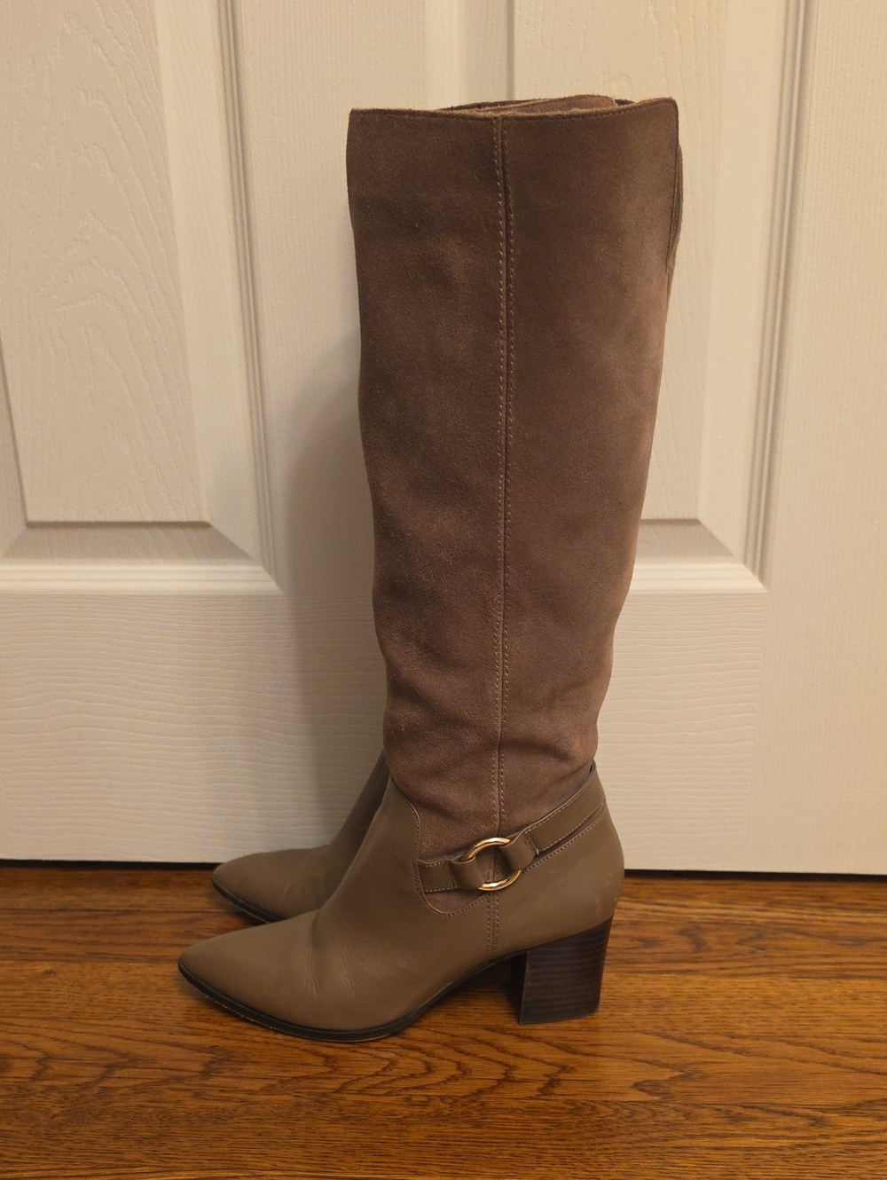 Sole Society Women's Tall Taupe Suede and Leather Boots Size 7.5